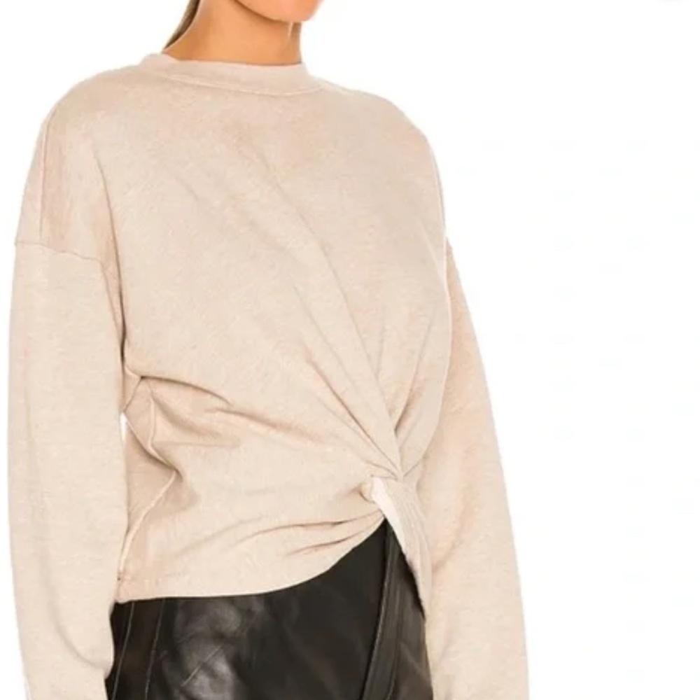 $188 Frame Heathered Oatmeal Twist Front Crew Neck Cotton Sweater XS